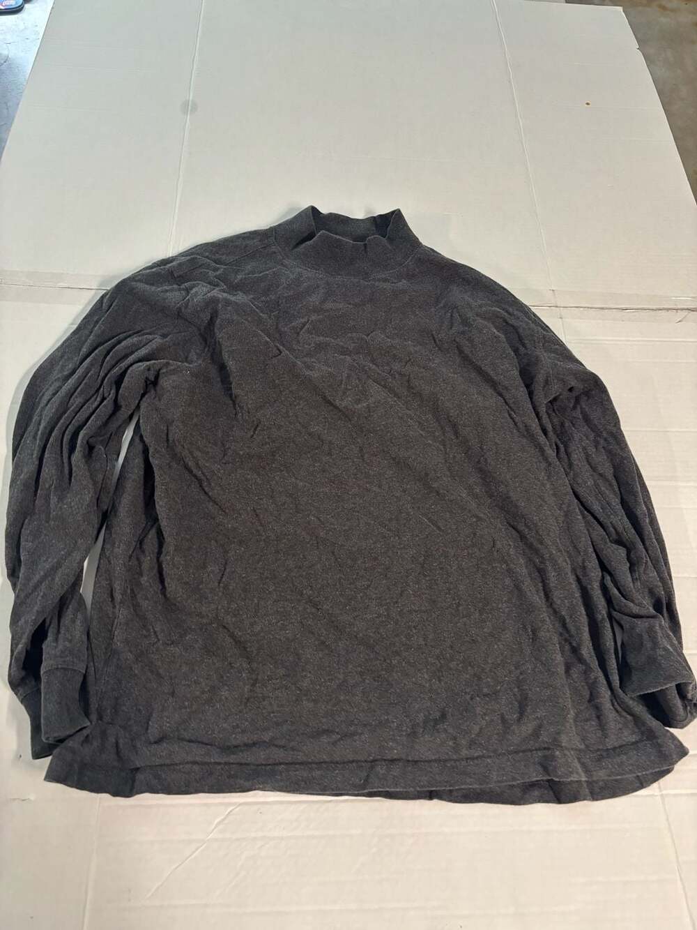 Lands' End Super-T Long Sleeve Turtleneck Top Mens Large Gray